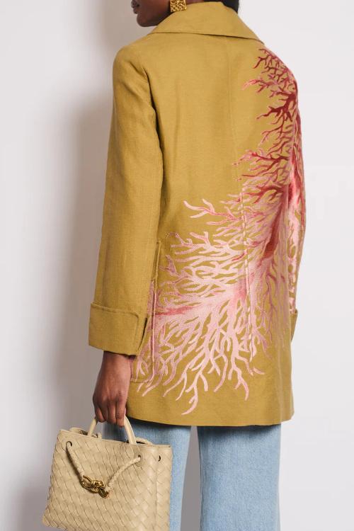 Beige jacket with pink detailing