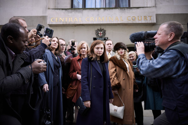 MIA McKENNA-BRUCE as Jane Andrews, ED SPELEERS as Tommy and NATALIE DORMER as Sarah Ferguson in ITV's The Lady