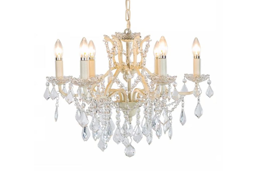 Ivory chandelier with cut glass droplets