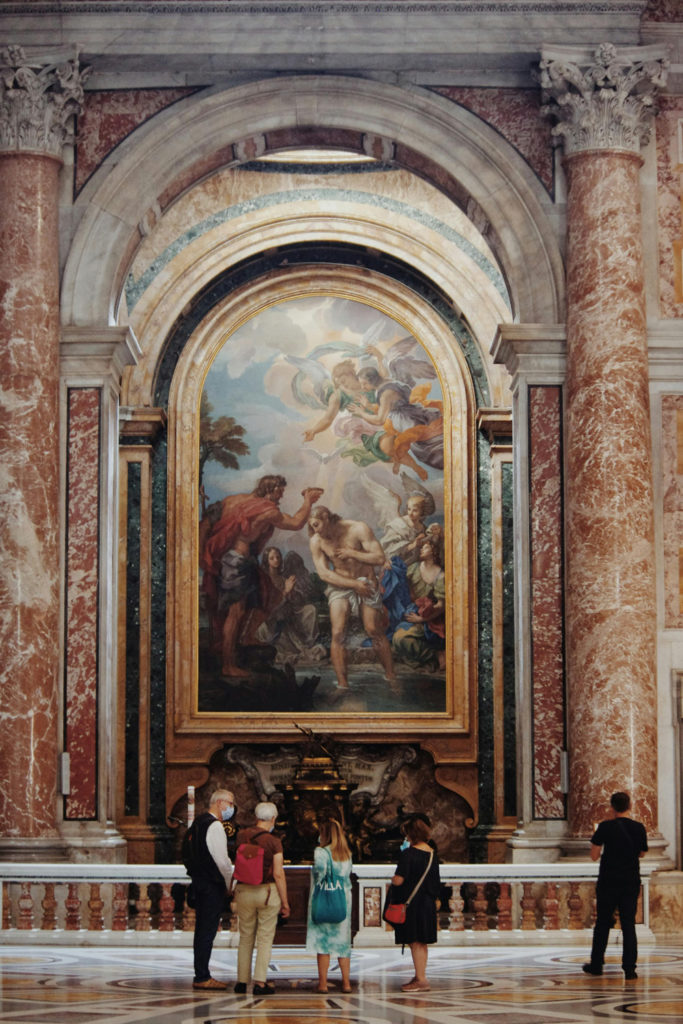 Tourists at an art museum