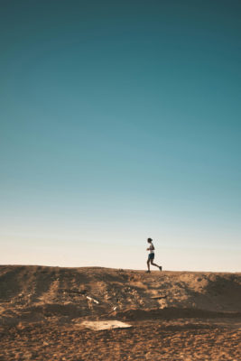 Person running in the desert