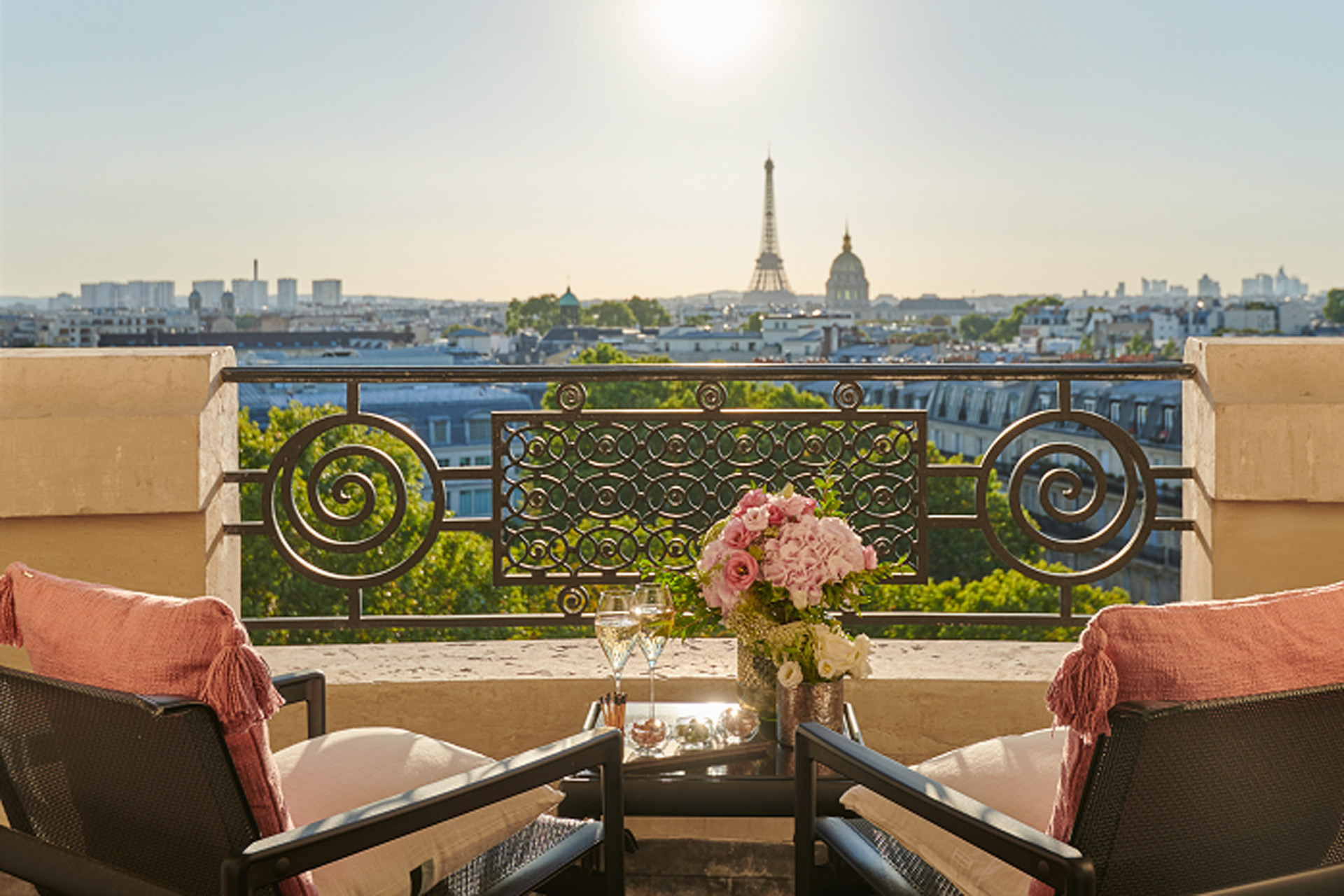 Terrace overlooking the Eiffel Tower in Paris