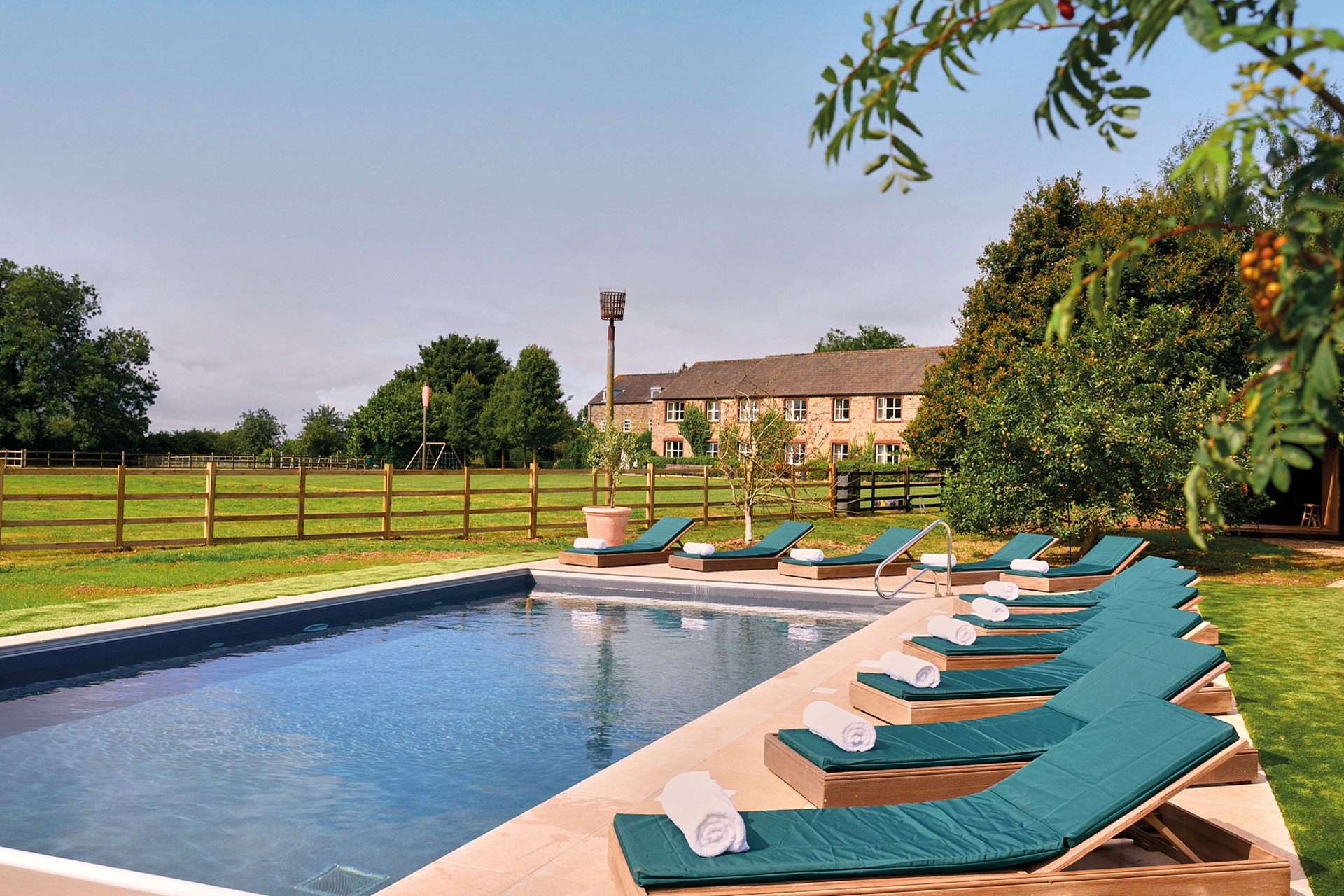 Outdoor pool at The Barnsdale hotel