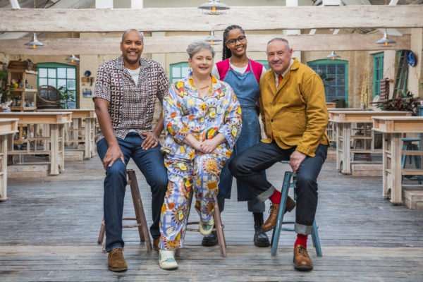 L-R: Rich Miller, Siobhán McSweeney, Princess and Keith Brymer Jones in The Great Pottery Throw Down Series 8