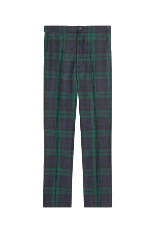 Green check trousers
