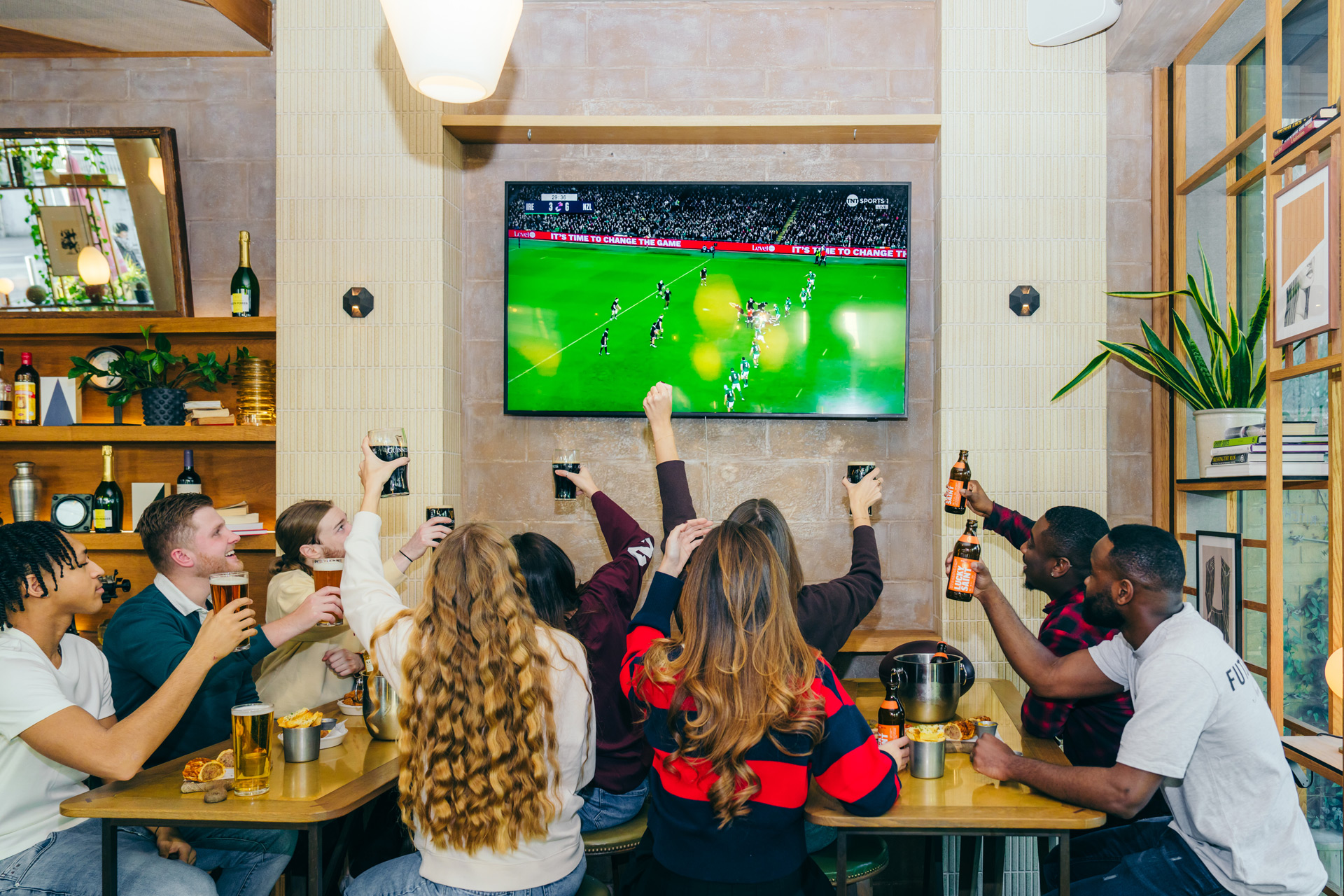 People watching rugby