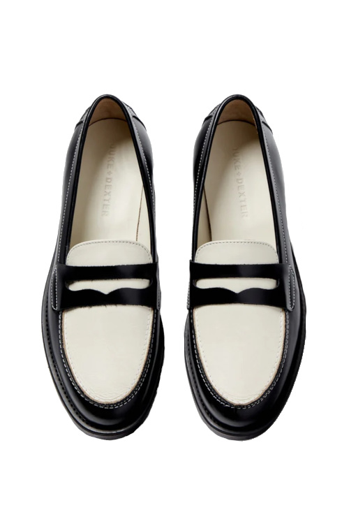 Black and white loafers