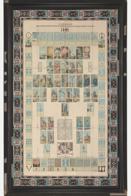A selection of tarot cards in an old book