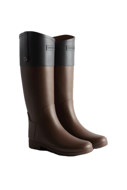 Brown wellington boots