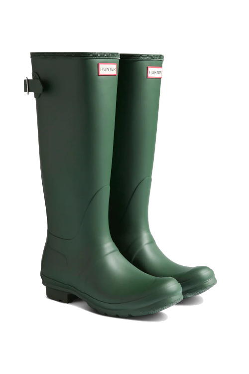 Green wellington boots