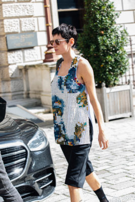 Woman with soft pixie cut