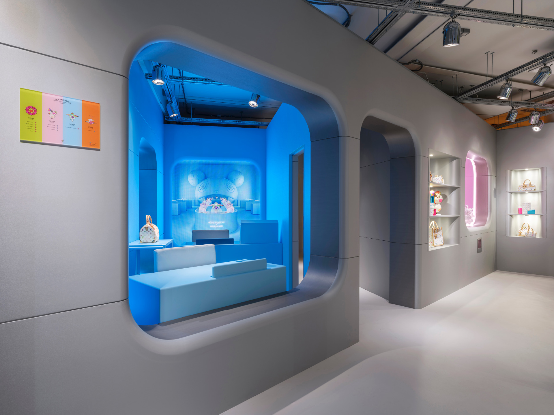 Blue module room with repair station