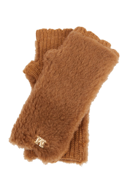 Brown fluffy wrist warmers
