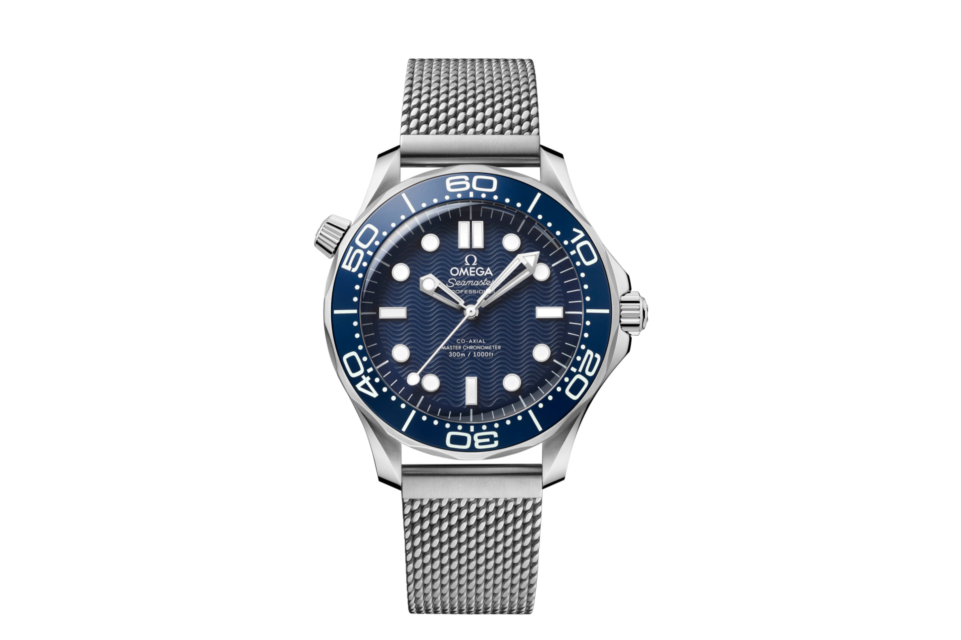 Steel watch with blue face