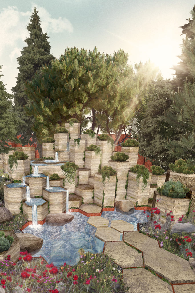 A mock up of the Red Cross' 'Here for Humanity' Garden