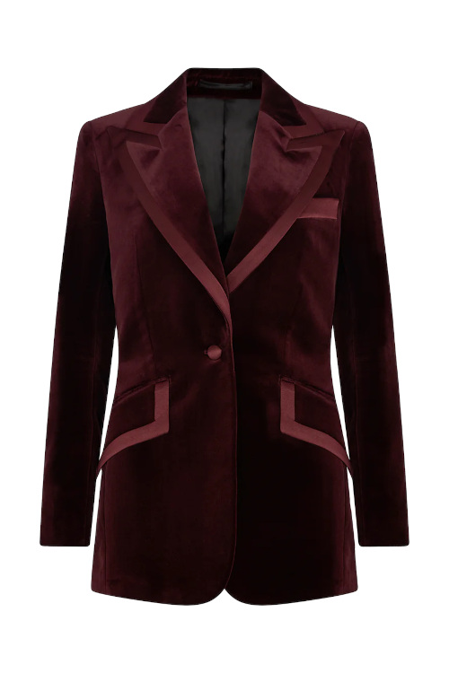 Red velvet blazer
