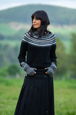 Claudia Winkleman in country outfit for The Traitors