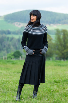 Claudia Winkleman in Fair Isle knitwear