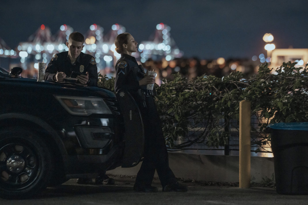 Troian Bellisario (Traci Harmon) & Brandon Larracuente (Alex Diaz) in On Call