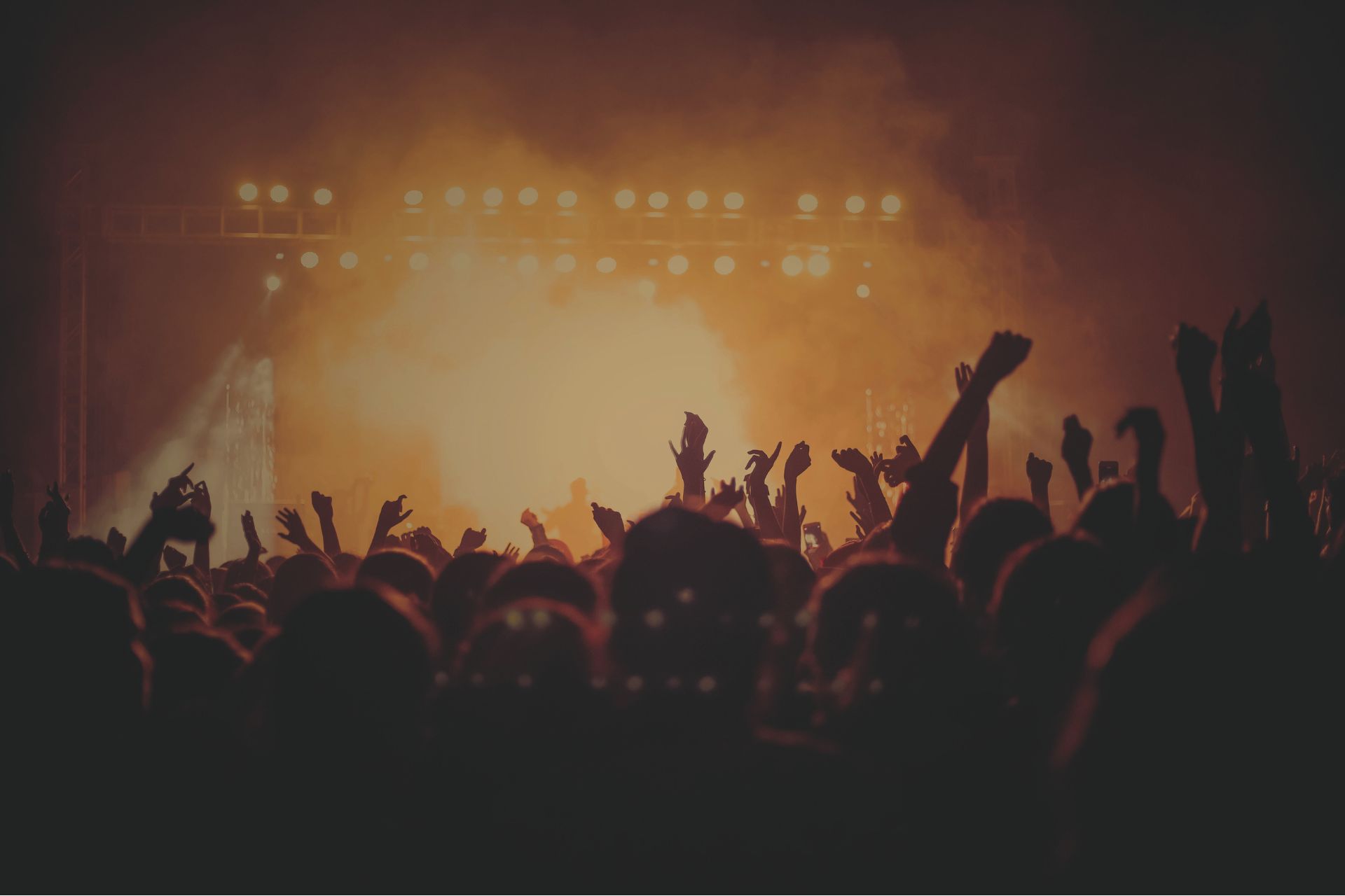 Crowd cheering at concert