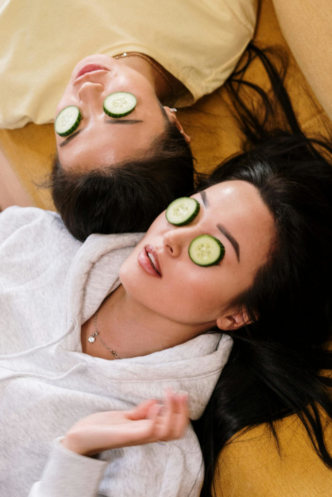Woman with cucumber on her eyes | skincare benefits