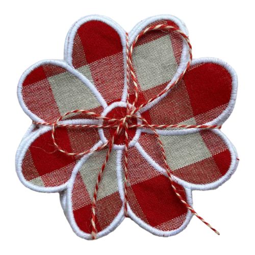Flower coaster in red gingham print