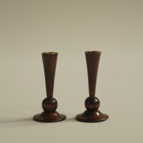 Wooden Art Deco candlesticks