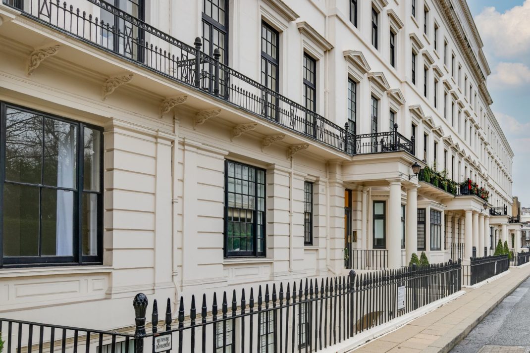 Terrace of Georgisn house with wrought iron balconies