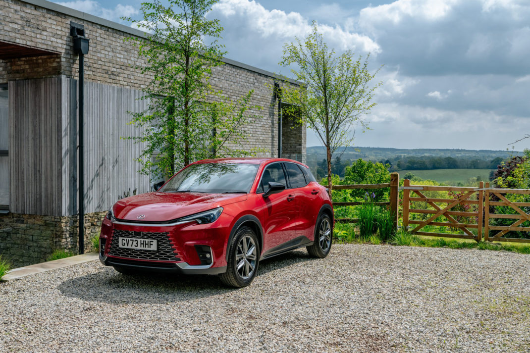 The Lexus LBX in red