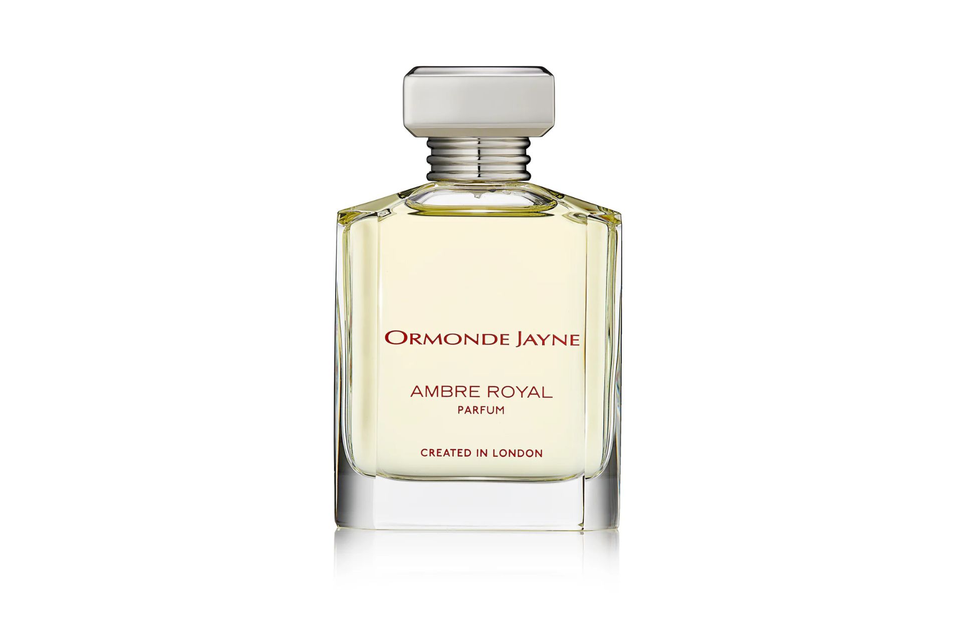 Glass perfume bottle with rectangular stopper