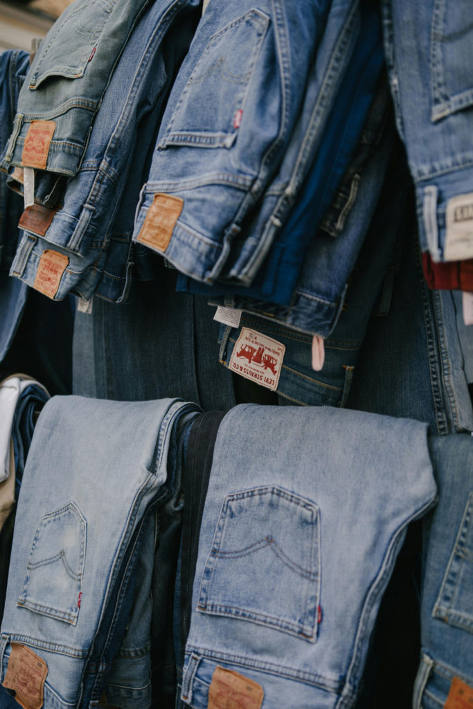 jeans at a clothes market