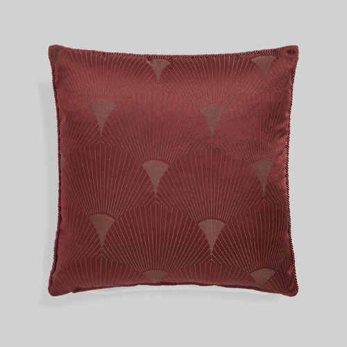 Burgundy cushion with Art Deco fan print