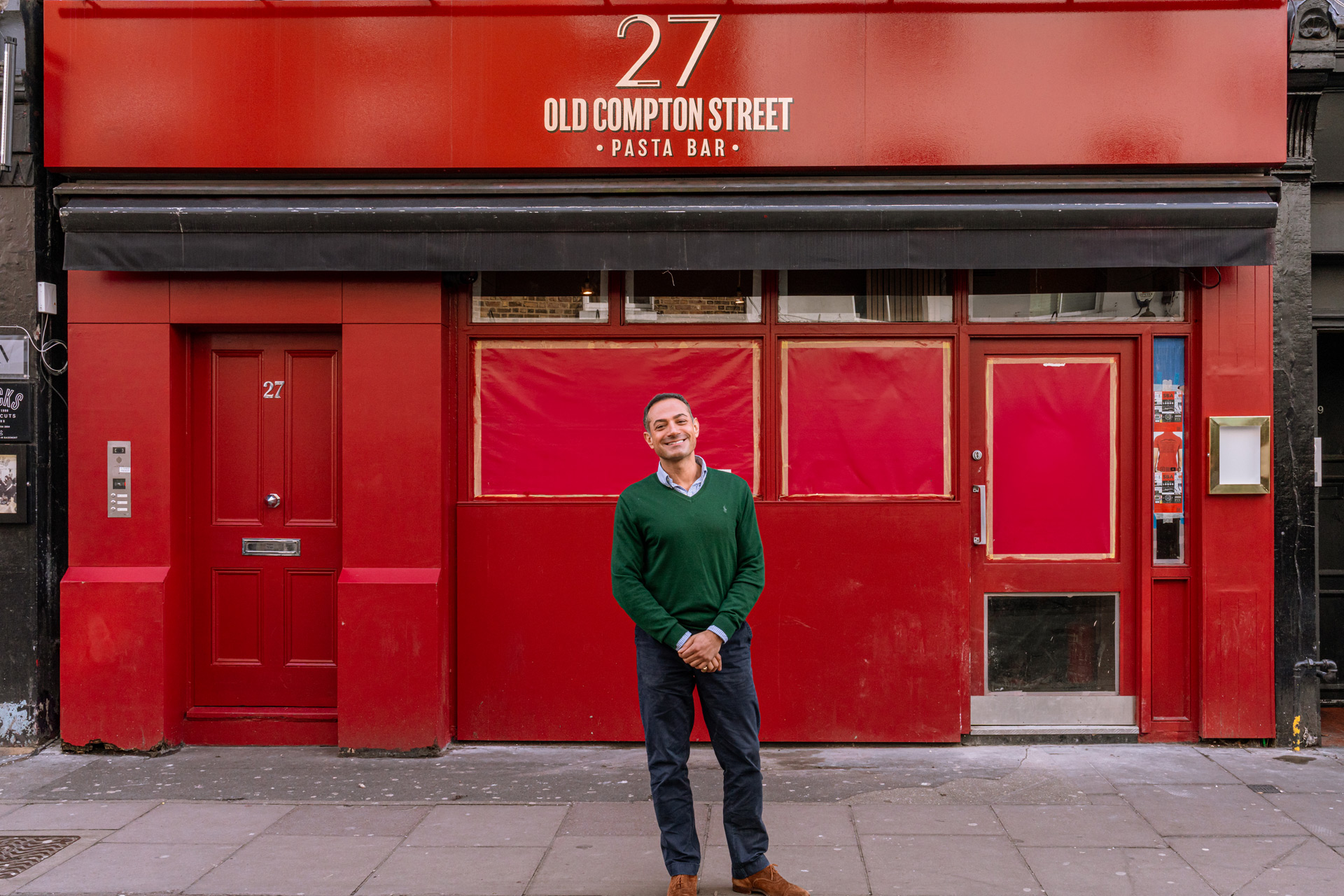 Nima Safaei outside 27 Compton Street