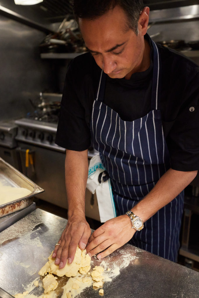 Chef making fresh pasta