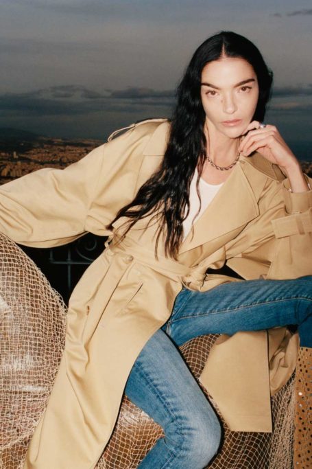 7 For All Mankind Oversize Cape Trench Cotton Star Fish