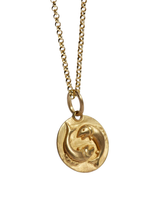 Gold Pisces jewellery pendant