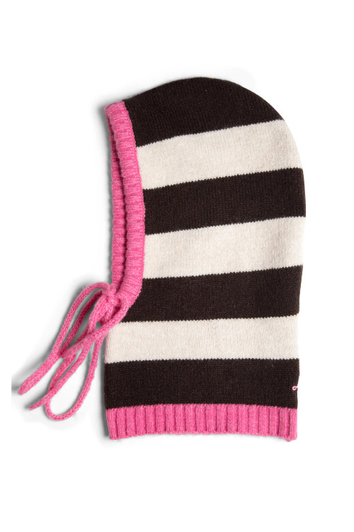 Pink, black and white stripe snood