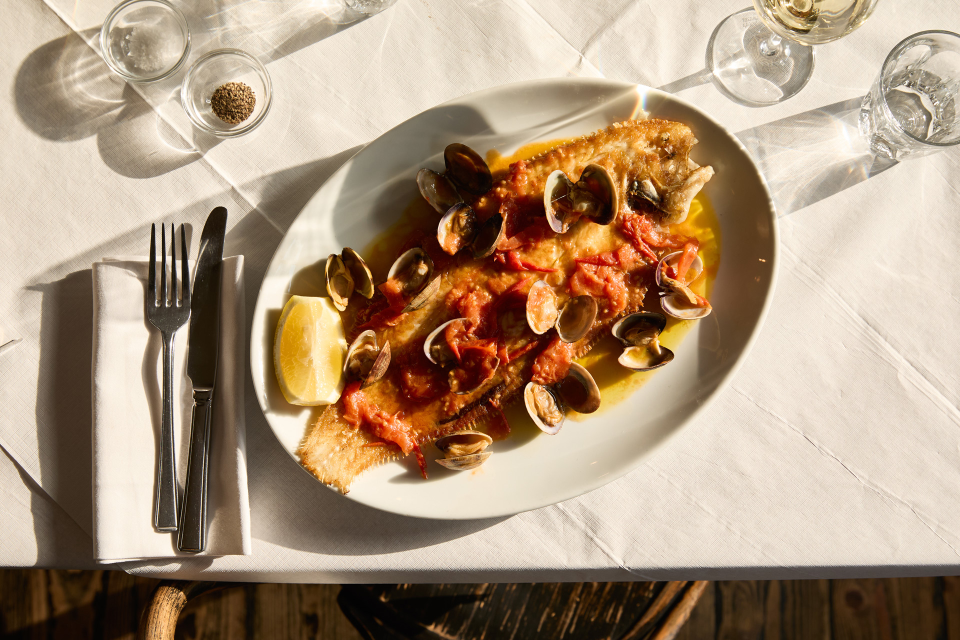 Dover sole with Datterini tomatoes
