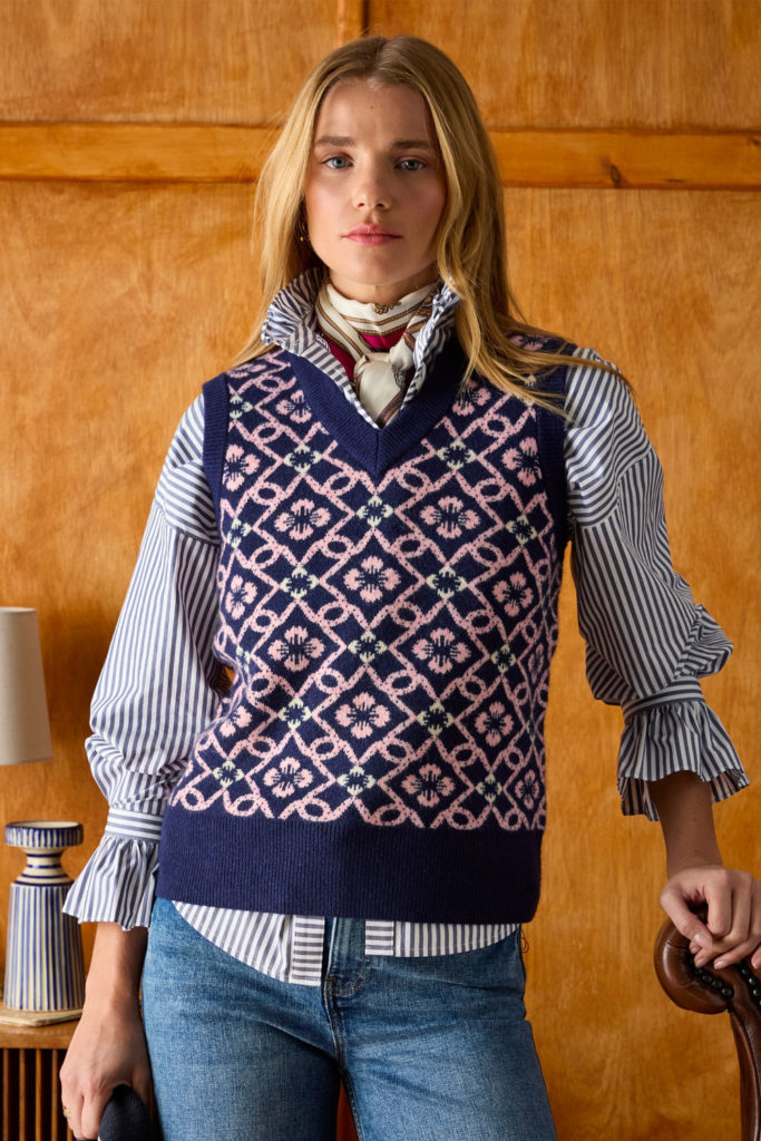 Woman in country chic outfit