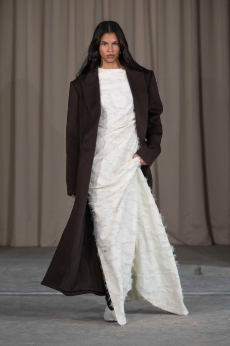 Model on runway at London Fashion Week