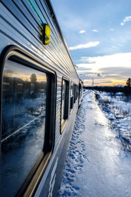 A train in the snow