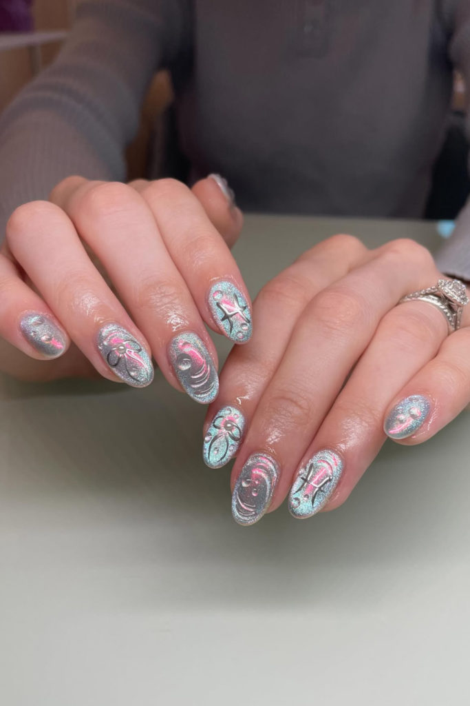Pisces themed nails