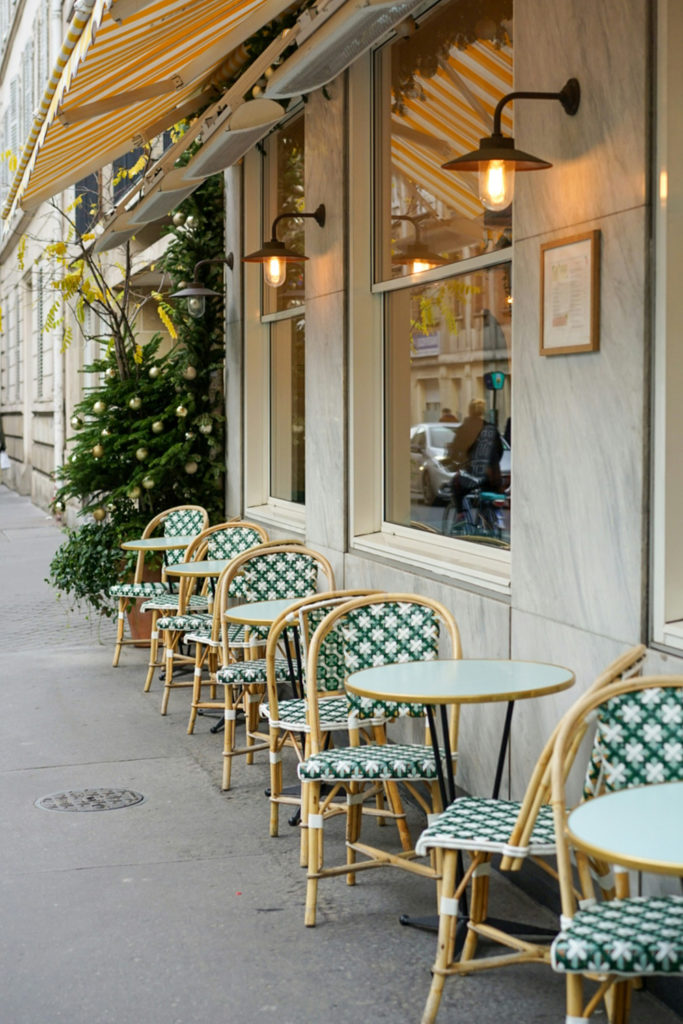 Outside seats at a cafe in Paris