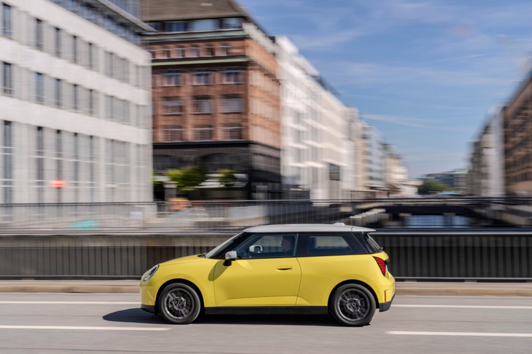 The All-Electric Mini Cooper in yellow