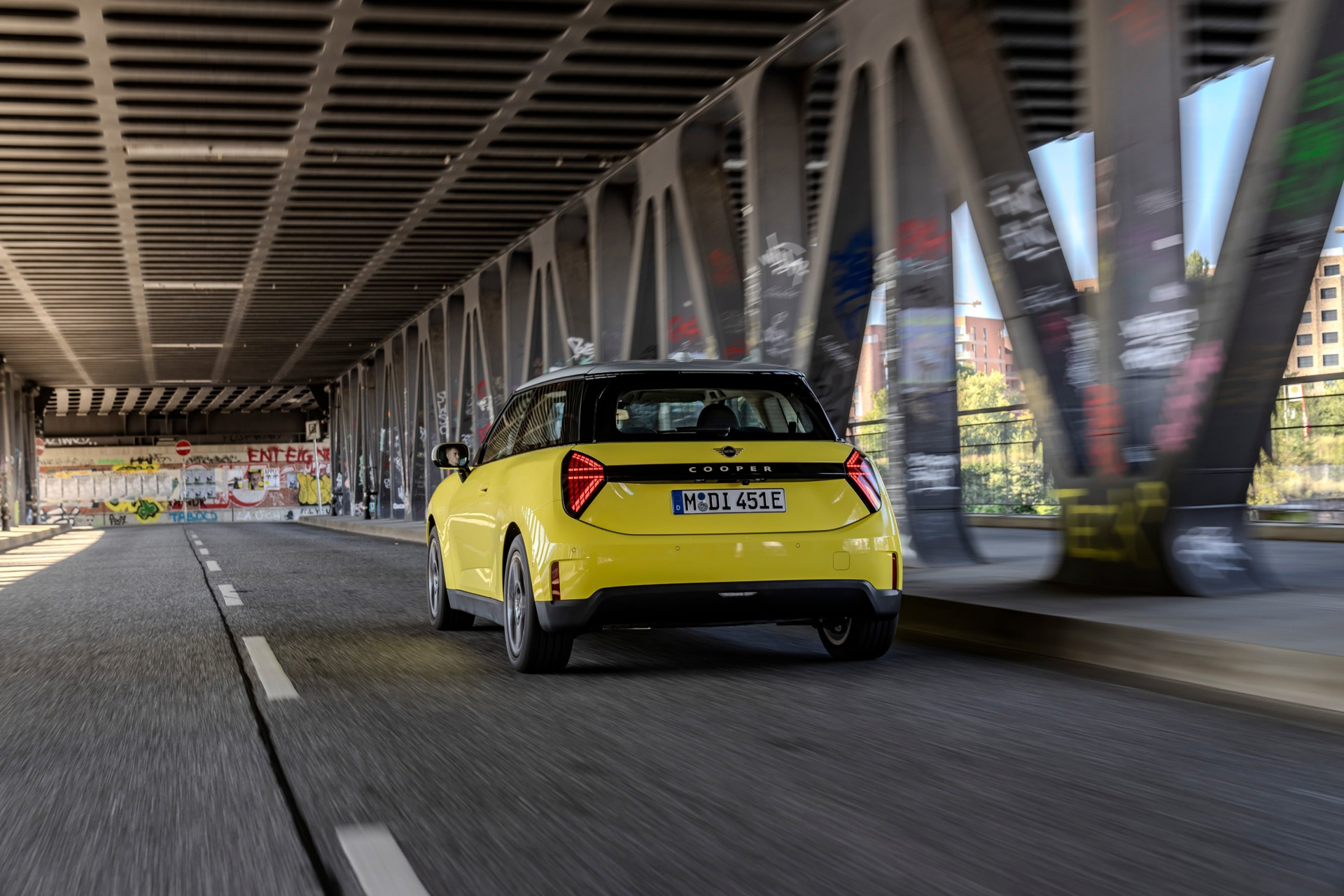 The All-Electric Mini Cooper in yellow