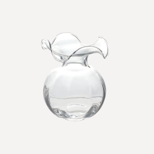 Circulae glass vase with a petal-shaped rim