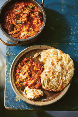 Aubergine and sardine stew
