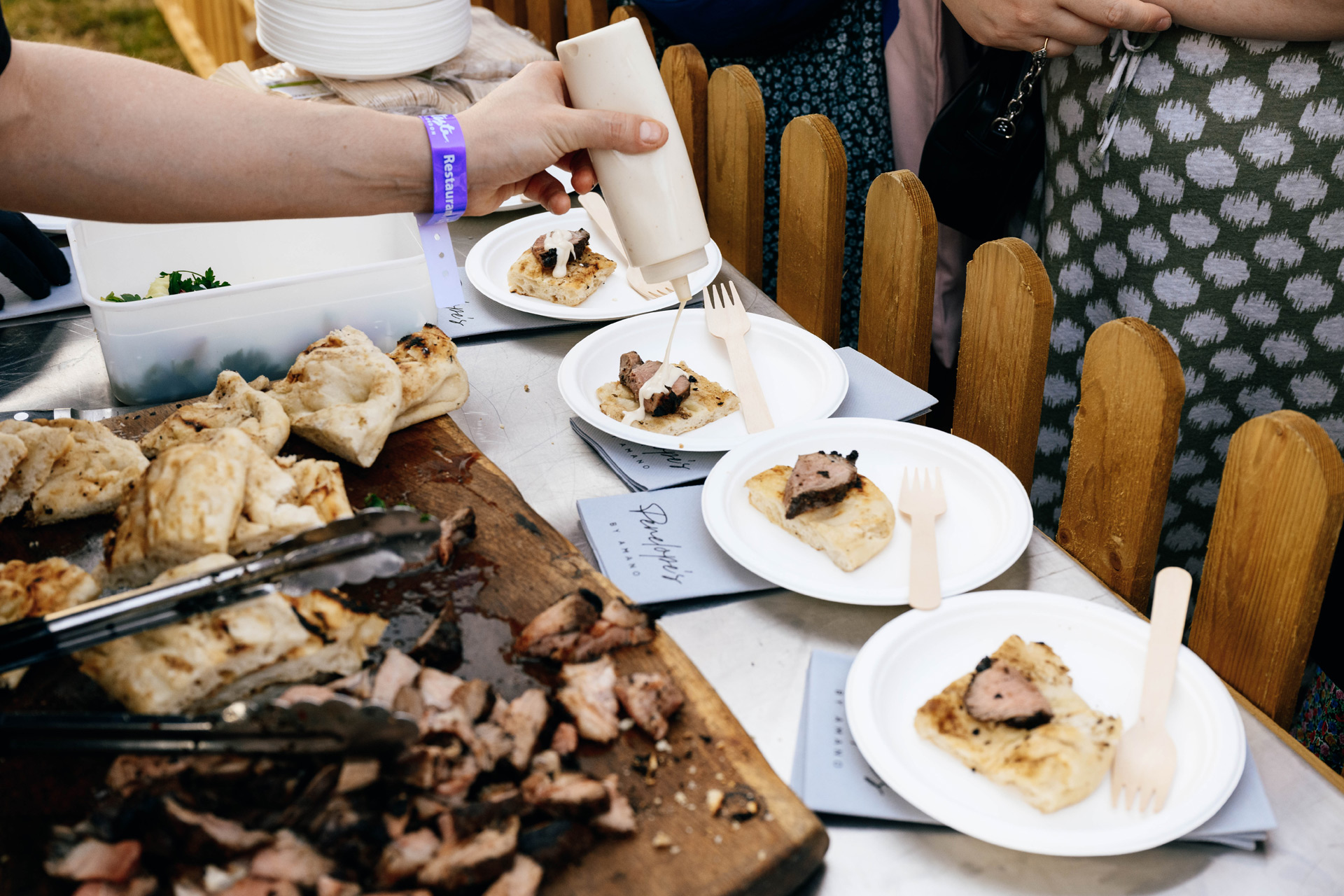 Plates of food at a festival