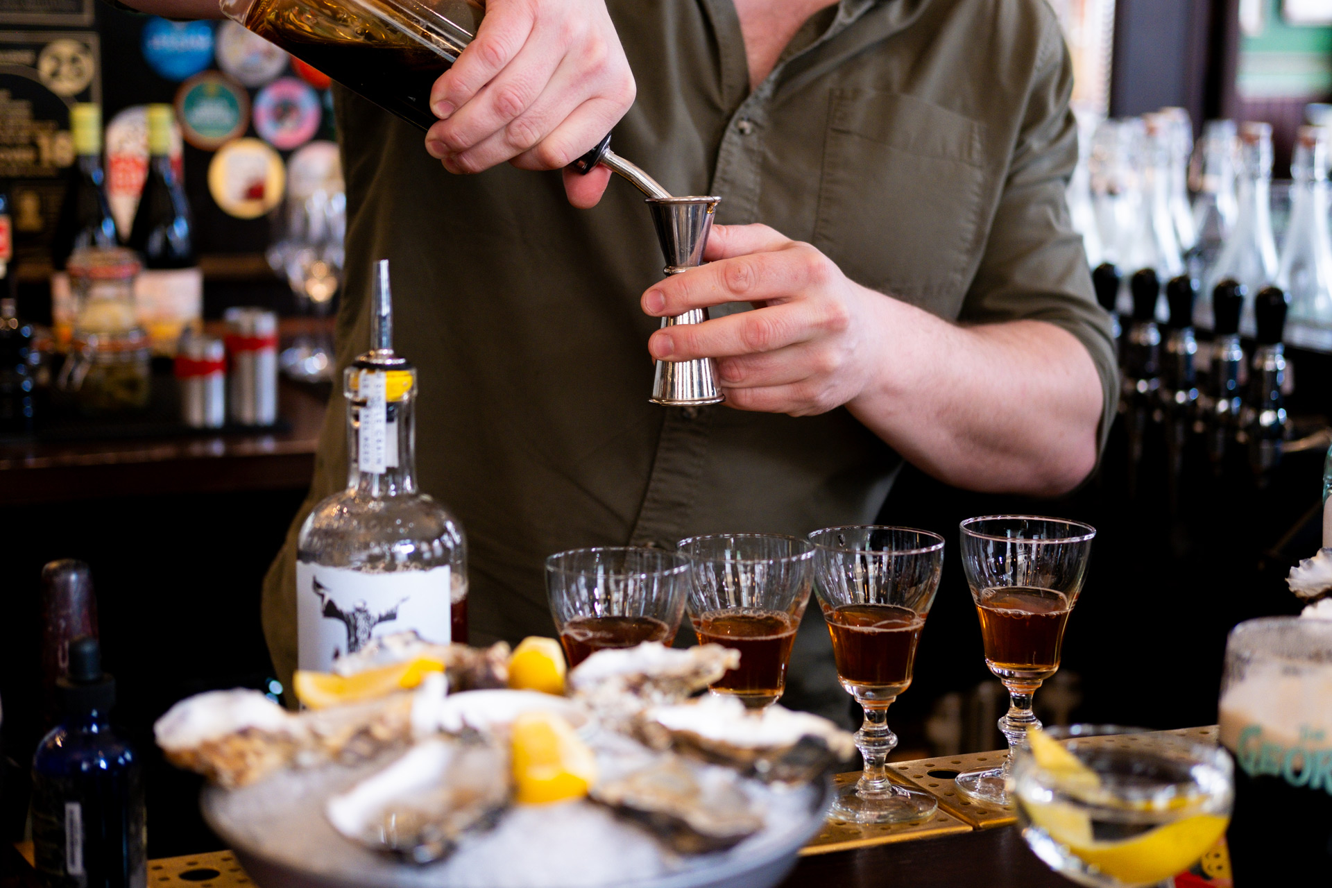 Oysters and shots