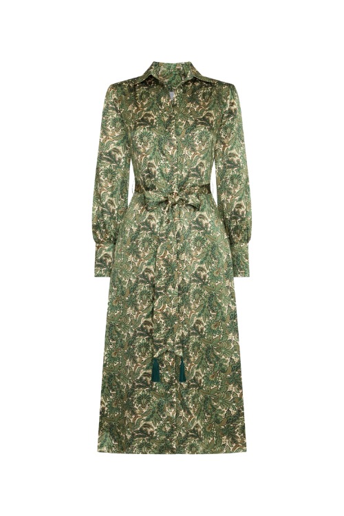 Silky green floral dress